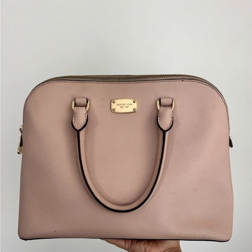 Michael Kors Cindy Pink Large Leather Dome Satchel